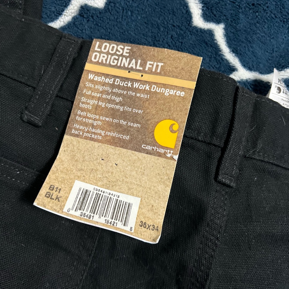 Carhartt Men's Black Washed Duck Work Dungaree